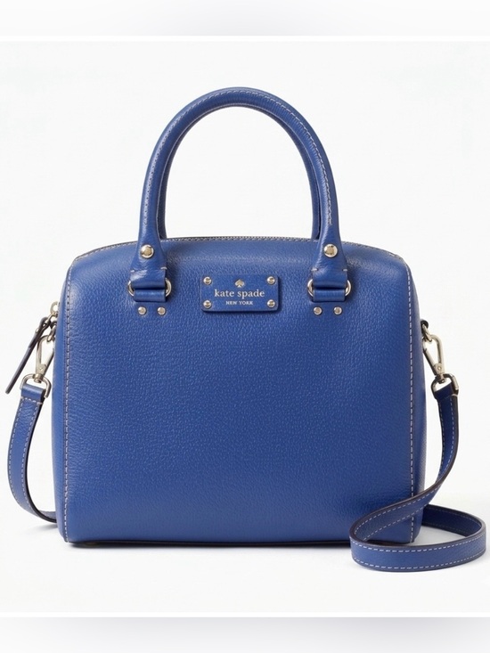 kate spade Handbags - Kate Spade Wellesley Alessa Holiday Blue Leather Satchel Crossbody Bag - EUC